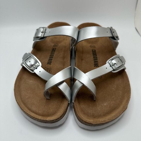 CUSHIONAIRE Women's Cork Footbed Sandal With +Comfort 8 SILVER - Picture 2 of 7